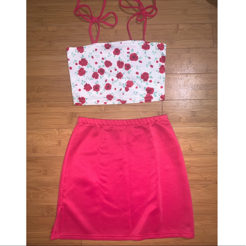 Pink floral two piece
